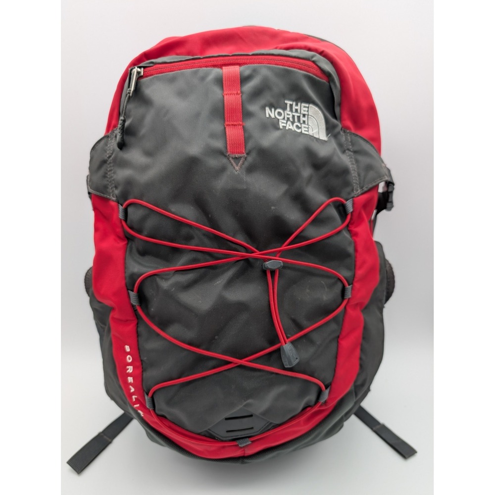 The North Face Borealis Backpack Red Grey FlexVent Hiking School Bag